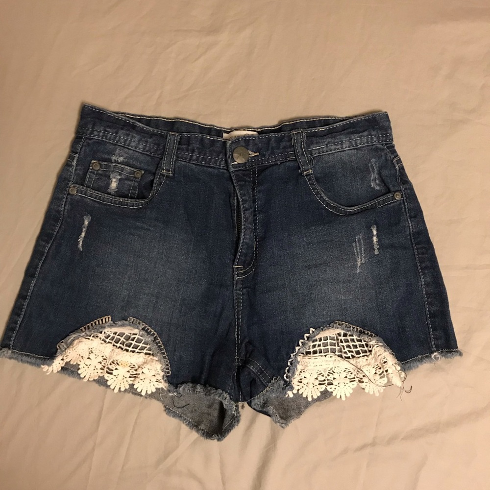 High waisted lace shorts